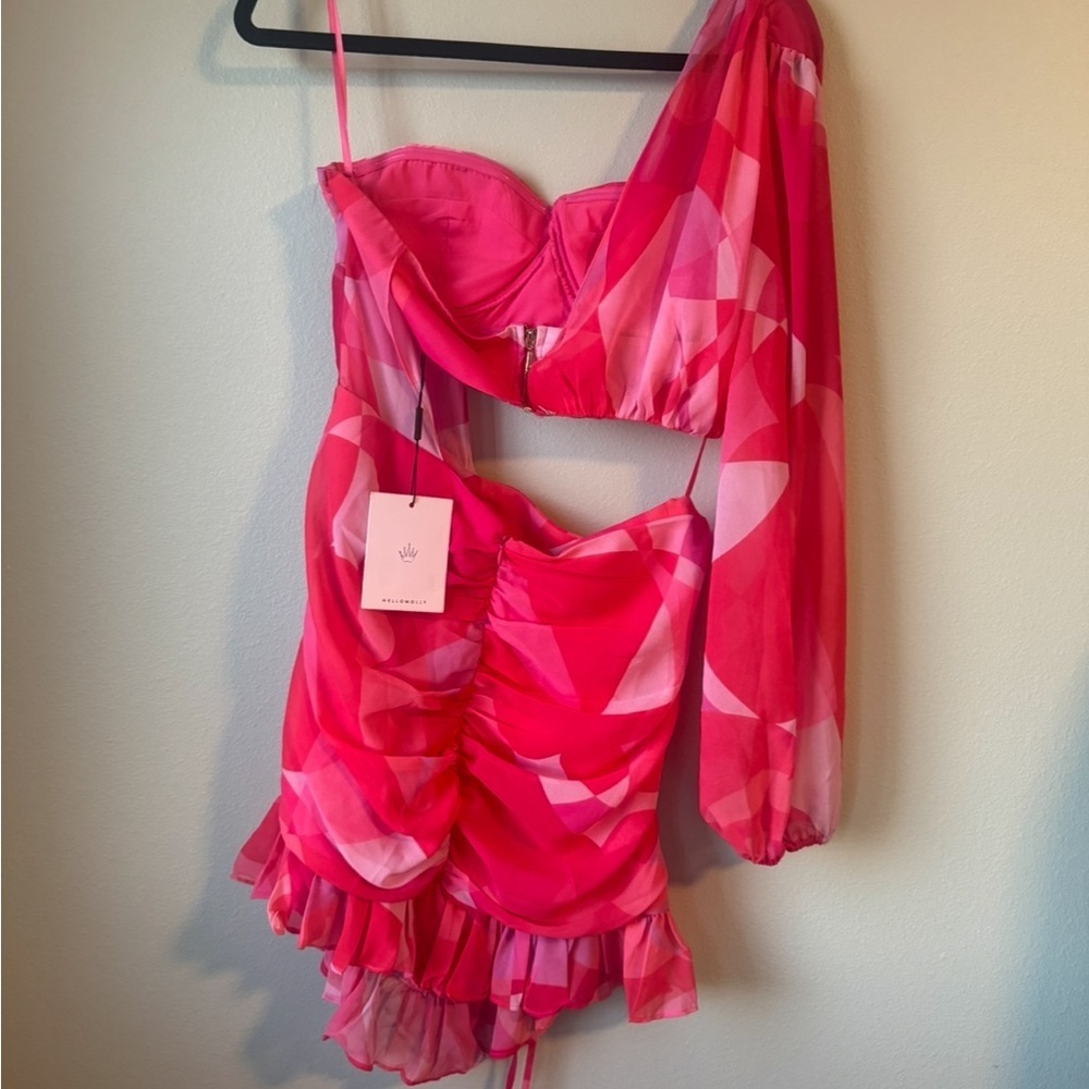 Hello Molly Pink Abstract Cutout Dress - Picture 7 of 7
